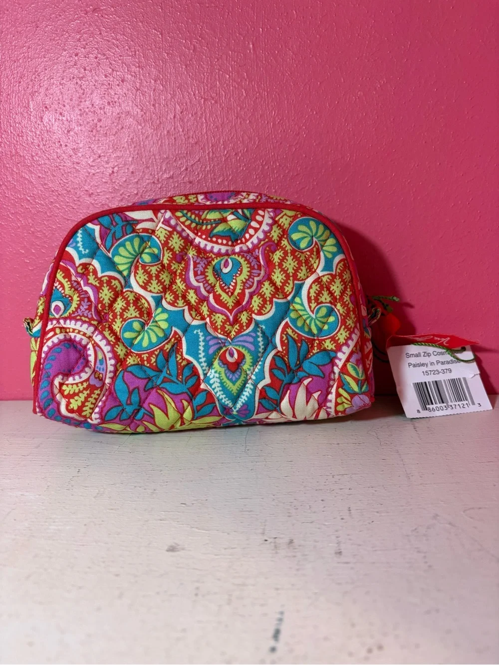 Vera Bradley Multicolor Small Zip Quilted Cosmetic Case Paisley in Paradise NWT